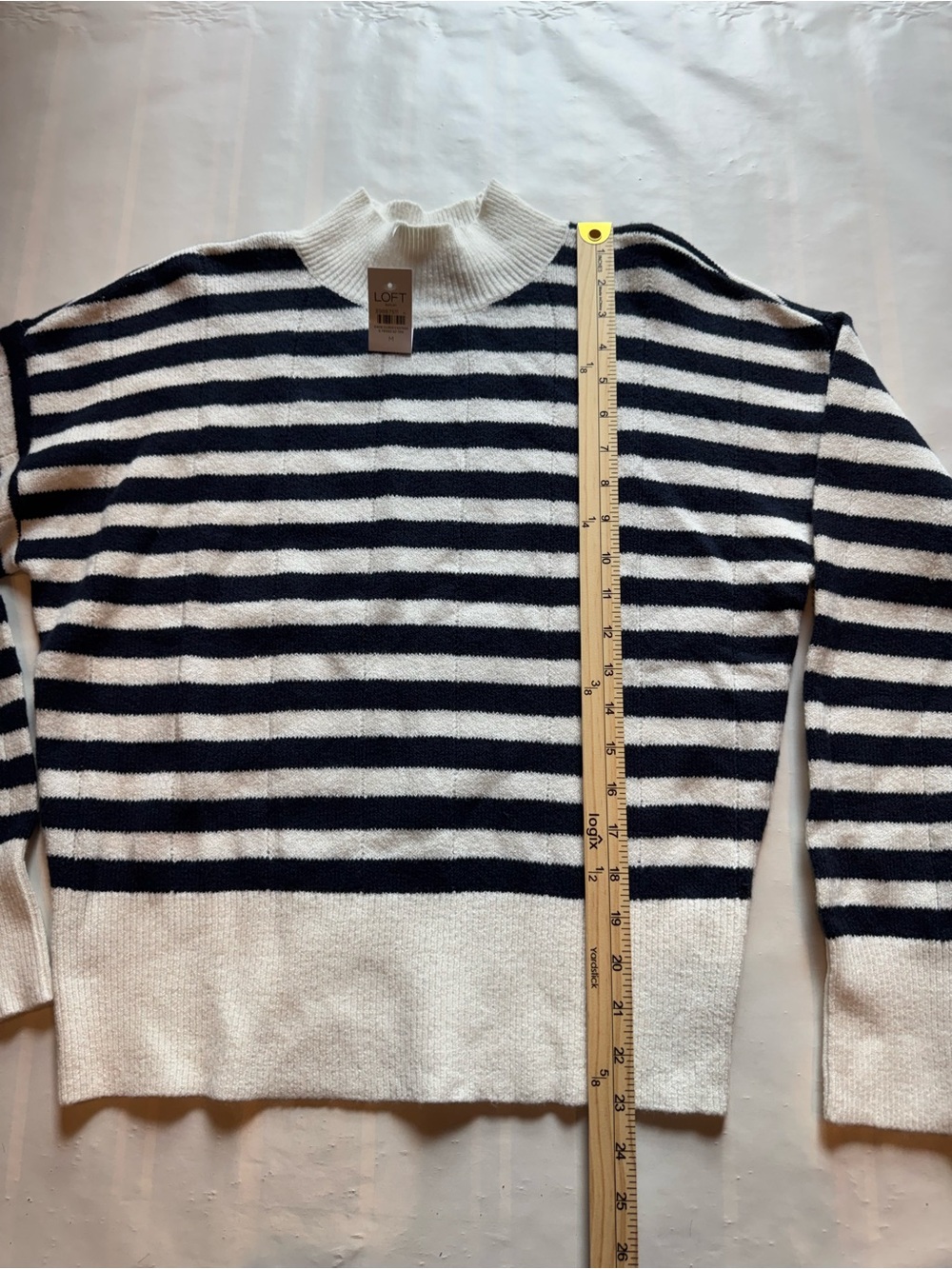 LOFT Black and White Striped Turtleneck Sweater image 5